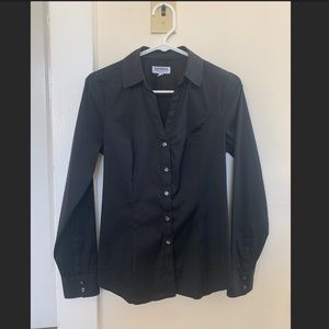 Express Black Button-Down in Petite Small